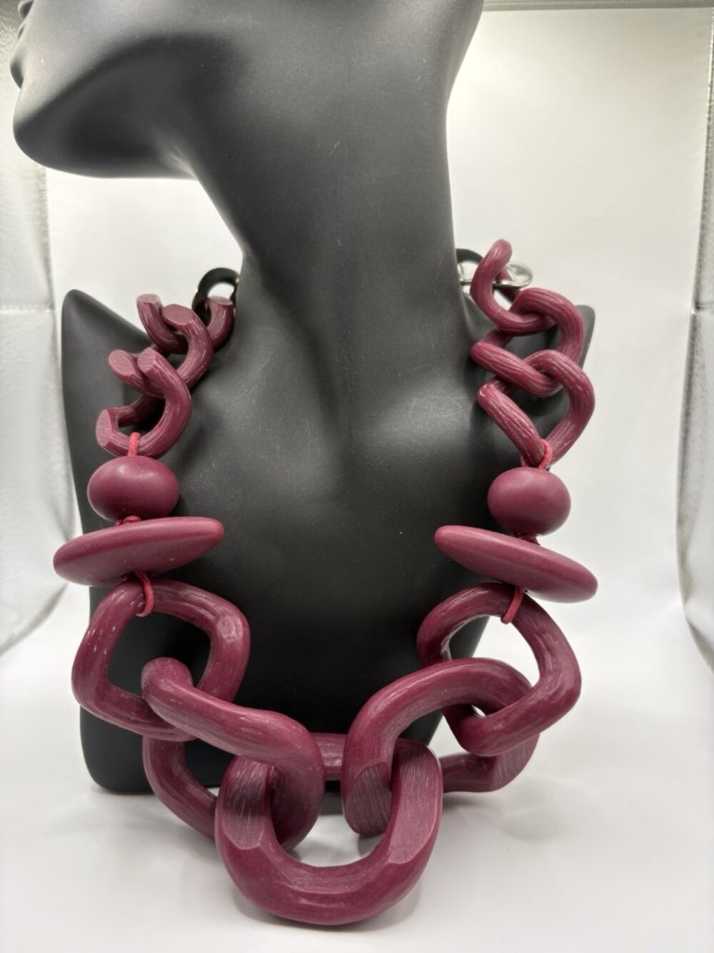 Adolfo Dominguez Oversized Large Purple Chunky Chain Link Resin Necklace